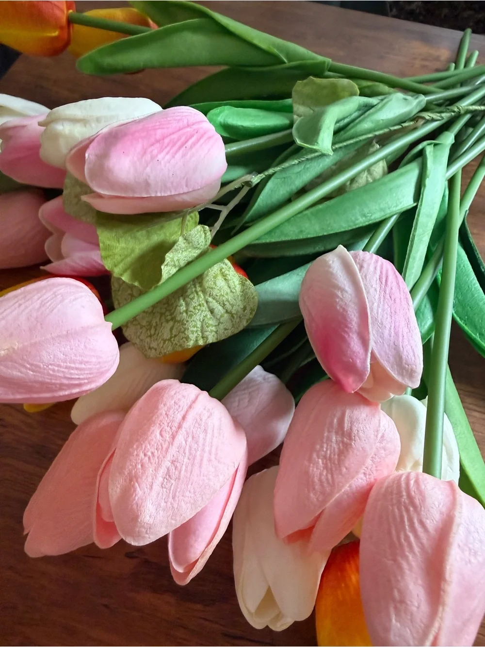 Artificial Tulip Bouquet - Pink, Yellow, White - Home Accents